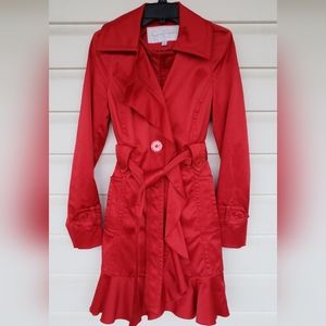 GORGEOUS Jessica Simpson Vintage Red Shiny Trench Coat!!